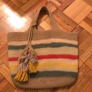 Anthropologie Boiled Wool Tote Bag